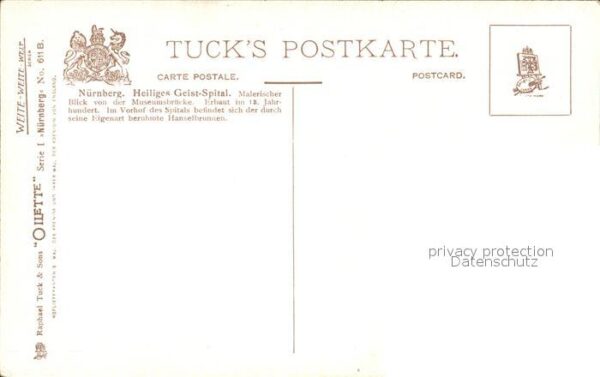 Verlag Tucks Oilette Nr. 611 B Nürnberg Heiliges Geist-Spital Ch – Bild 2