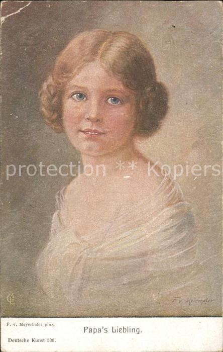 Kuenstlerkarte F. v. Meyerhofer Papa's Liebling Deutsc
