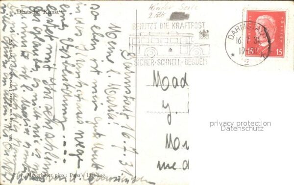 Kuenstlerkarte F. v. Meyerhofer Papa's Liebling Deutsc – Bild 2