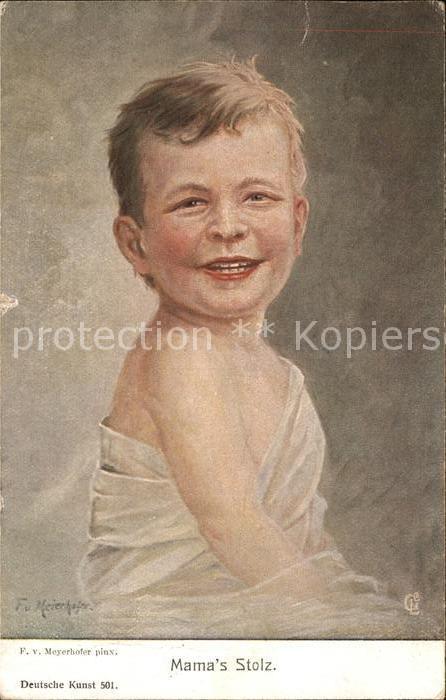 Kuenstlerkarte F. v. Meyerhofer Mama's Stolz Deutsche