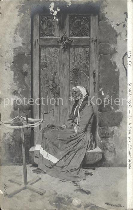 Kuenstlerkarte Edouard Menta Sur le Seuil Salon de 190