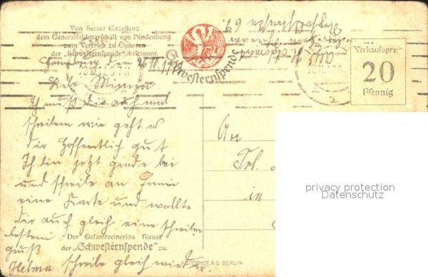 Hindenburg Orden Spendenkarte – Bild 2