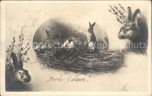 Hasen Ostern Weidenkätzchen