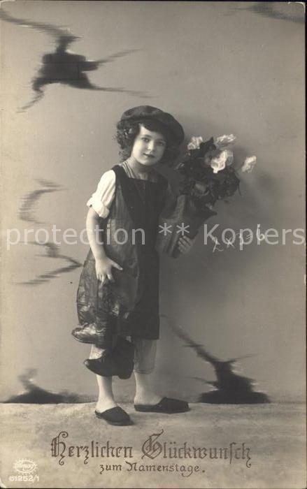 Foto Amag Nr. 61252/1 Glückwunsch Namenstag Kind Blum