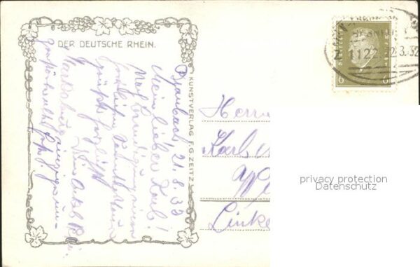 Foto Zeitz F.G. Nr. 1054 Braubach Marksburg Bhanpost – Bild 2