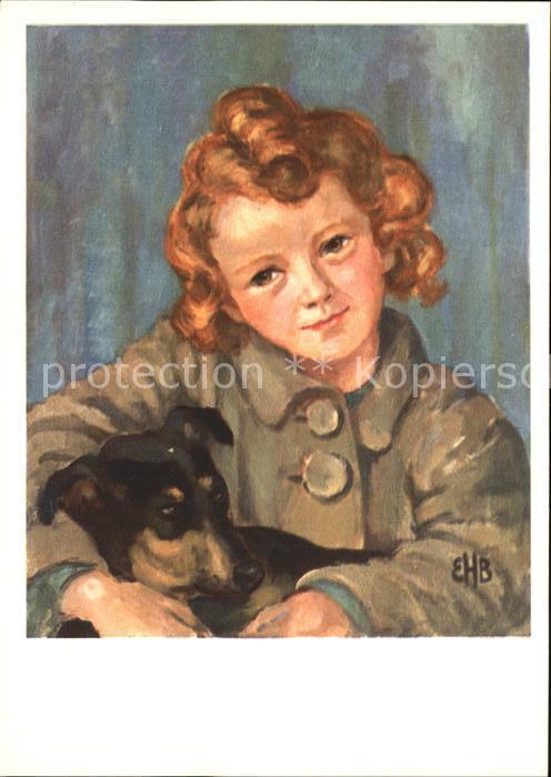 Hunde Künstlerkarte E. Hoppeler Zwei Gespiele