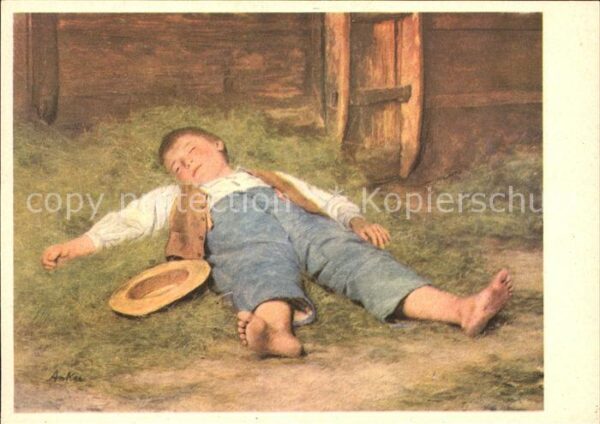 Anker Albert Schlafender Knabe im Heu Pro Infirmis S