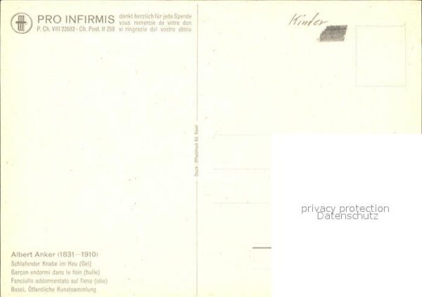 Anker Albert Schlafender Knabe im Heu Pro Infirmis S – Bild 2