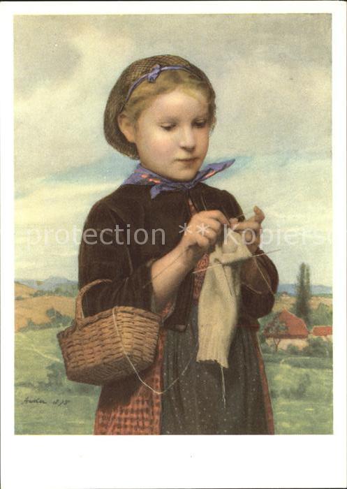 Anker Albert Strickendes Bernermädchen