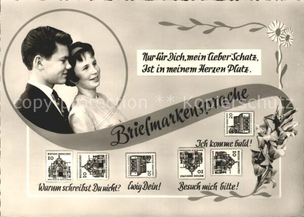 Briefmarkensprache Paar Spruch