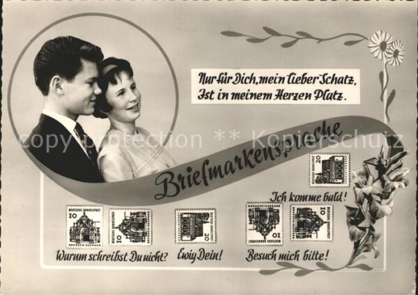 Briefmarkensprache Paar Spruch
