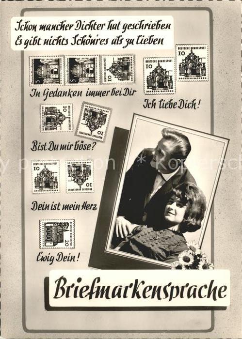 Briefmarkensprache Paar Liebesspruch