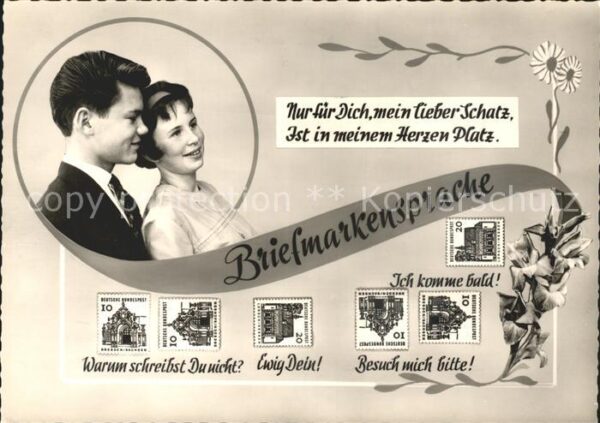 Briefmarkensprache Paar Liebesspruch