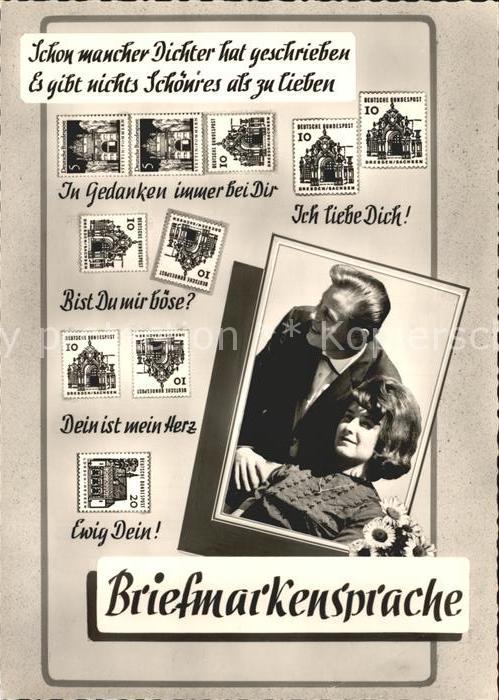 Briefmarkensprache Paar Liebesspruch