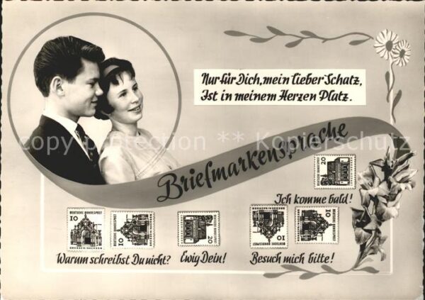 Briefmarkensprache Paar Liebesspruch