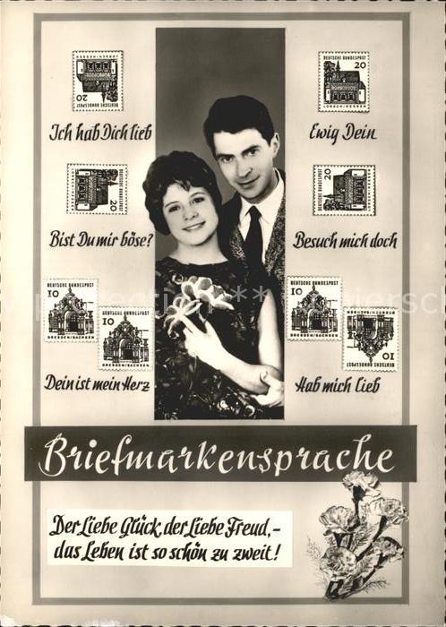 Briefmarkensprache Paar Liebesspruch