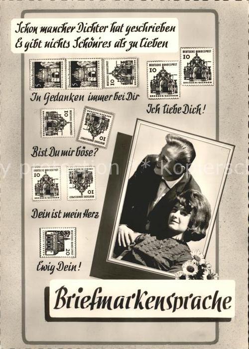 Briefmarkensprache Paar Liebesspruch