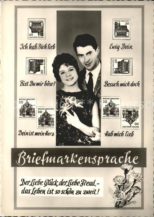Briefmarkensprache Paar Liebesspruch