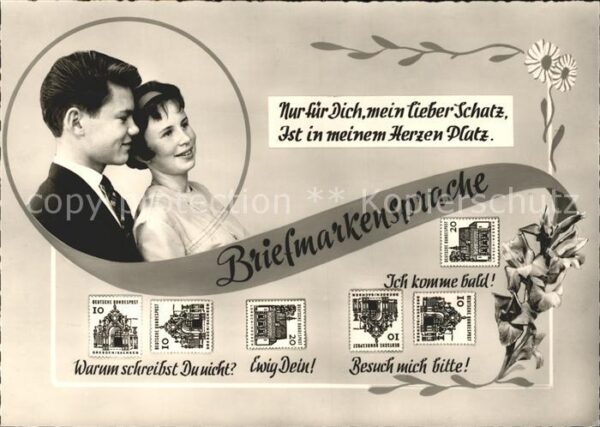 Briefmarkensprache Paar Liebesspruch