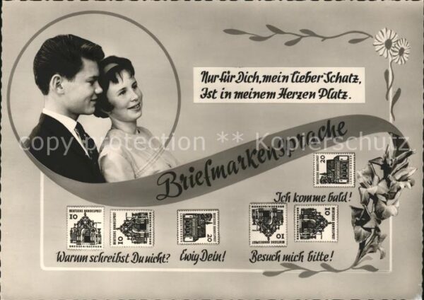Briefmarkensprache Paar Liebesspruch