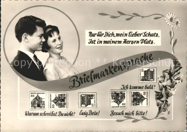 Briefmarkensprache Paar Liebesspruch