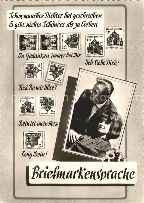 Briefmarkensprache Paar Liebesspruch