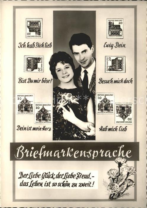Briefmarkensprache Paar Liebesspruch