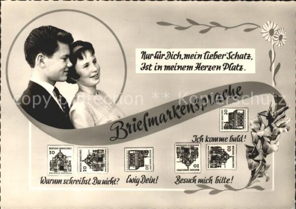 Briefmarkensprache Paar Liebesspruch