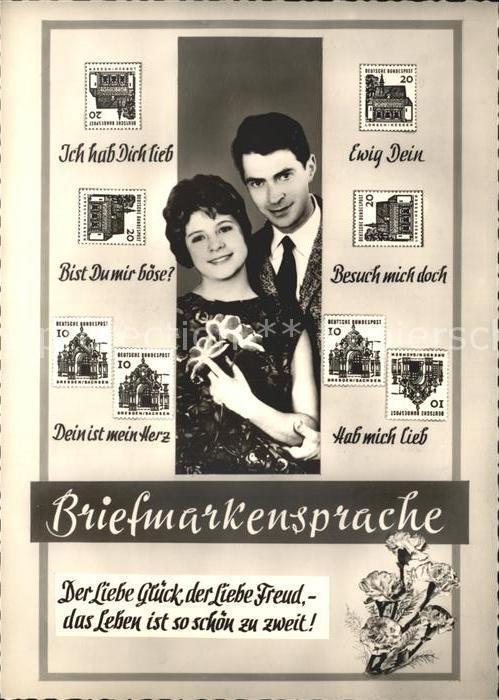 Briefmarkensprache Paar Liebesspruch