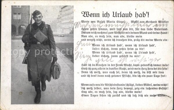 Liederkarte Wenn ich Urlaub hab Militaria Soldat