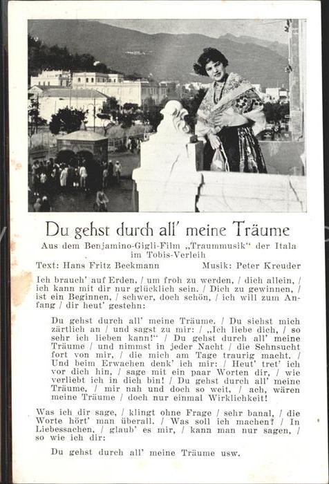 Liederkarte Du gehst durch all meine Träume Benjami