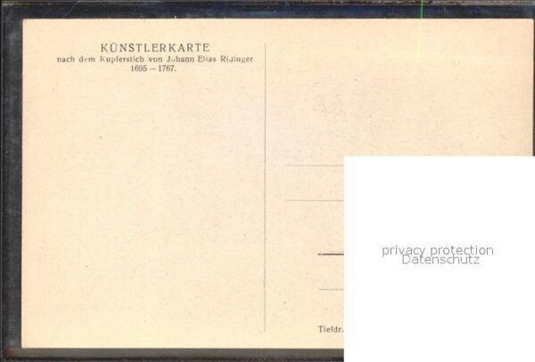 Kuenstlerkarte nach einem Kupferstich Johann Elias Rid – Bild 2