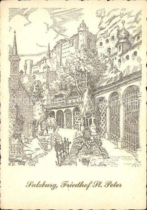 Salzburg Oesterreich Friedhof St Peter Künstlerkarte