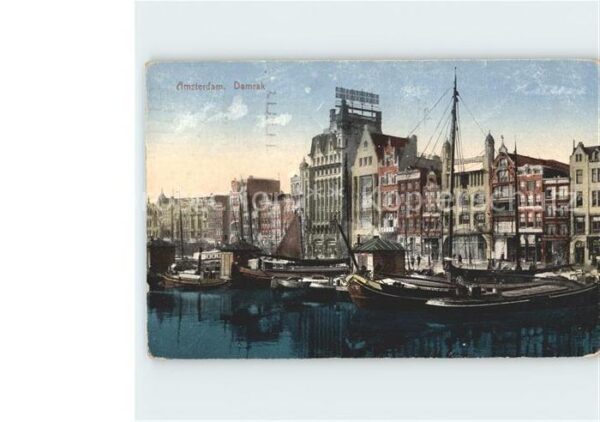 Amsterdam Niederlande Damrak Kanal Schiff