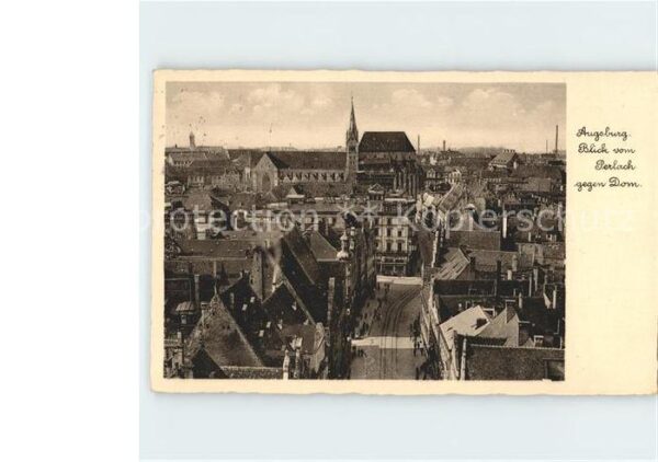Augsburg Blick vom Perlach gegen Dom Bromsilber