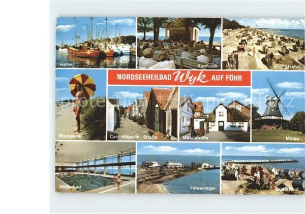 Wyk Foehr Hafen Kurmusik Strand Windmühle Strasse