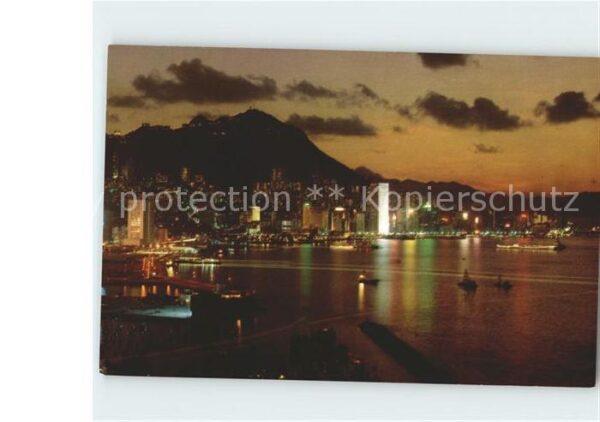 Hong Kong at night Connaught Centre waterfront sc