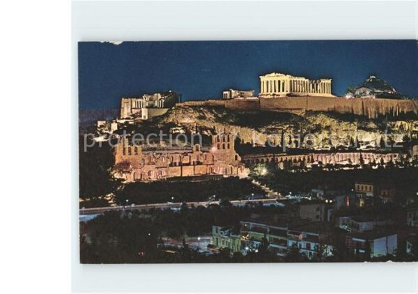 Athens Athen Beleuchtete Akropolis Antike Stätte