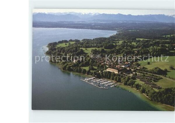 Bernried Starnberger See mit Gebirgspanorama Fliegeraufnahme