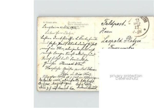 Kuenstlerkarte A. Gareis Beim Mondenschein – Bild 2