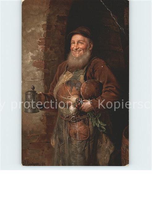 Kuenstlerkarte Eduard Grützner Klosterschäfflers Vespe