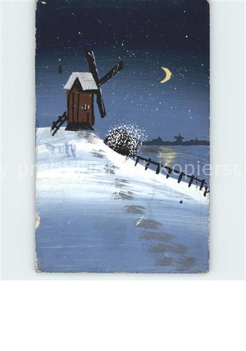 Windmuehle Winter Schnee Halbmond