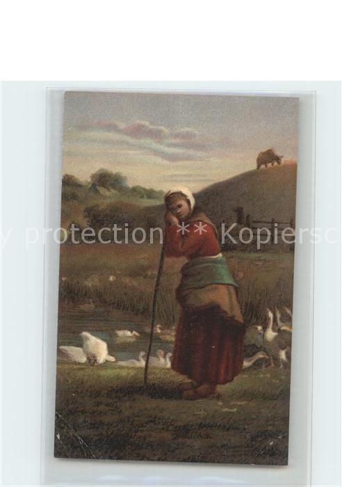 Kuenstlerkarte Millet Gänsehirtin Nr. 7