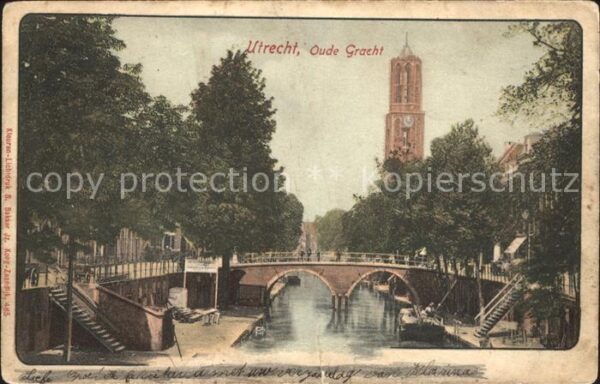 Utrecht Oude Gracht Brug Brücke Kirchturm