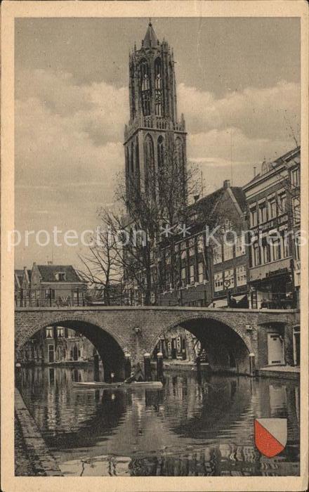 Utrecht Oudegracht met Domtoren Brücke Wappen