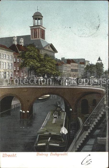 Utrecht Viebrug Oudegracht Brücke Kahn