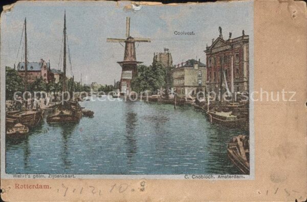 Rotterdam Zijdenkaart Segelschiff Windmühle