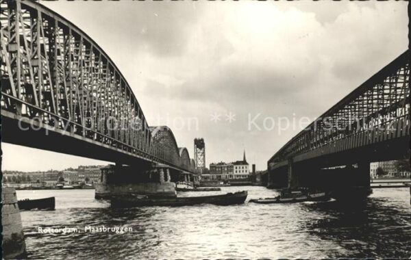 Rotterdam Maasbruggen Brücke Schlepper Kahn