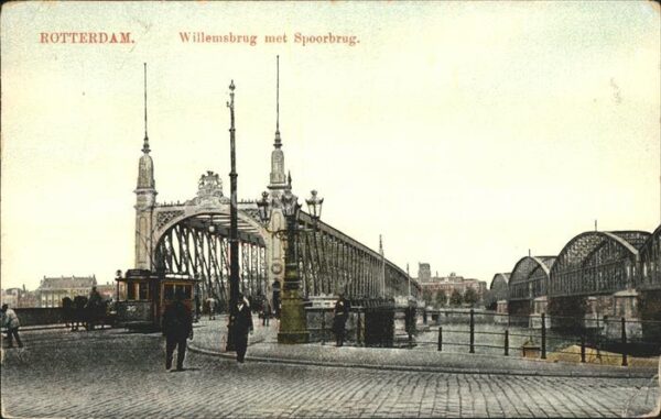 Rotterdam Willemsbrug met Spoorbrug Brücke Strass