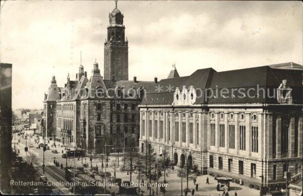 Rotterdam Coolsingel met Stadhuis en Postkantoor